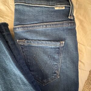 MOTHER Skinny Blue Stretch Denim Jeans